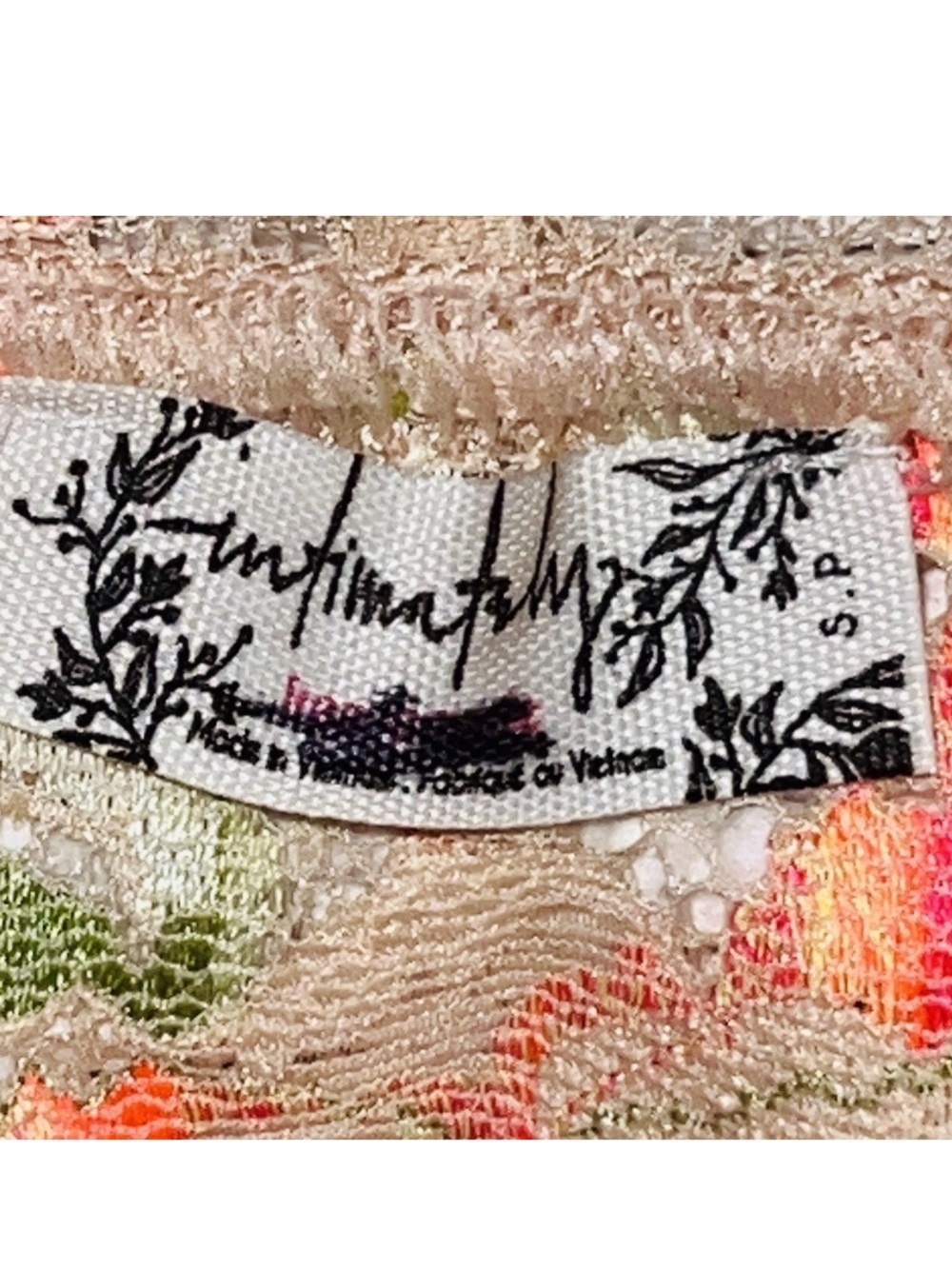 Free People Intimately Garden Party Sheer Lace Tee Cap Sleeve Peach Small - Picture 14 of 16